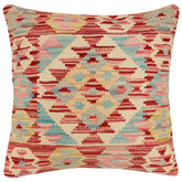 handmade Traditional Pillow Red Blue Hand-Woven SQUARE 100% WOOL Hand woven turkish pillow2' x 2'